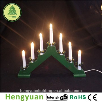 7L C6 Green Wooden Christmas Candle Bridge Light Decorations