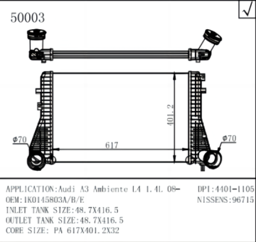 Radiator for Audi A3 Intercooler oem 4401-1105