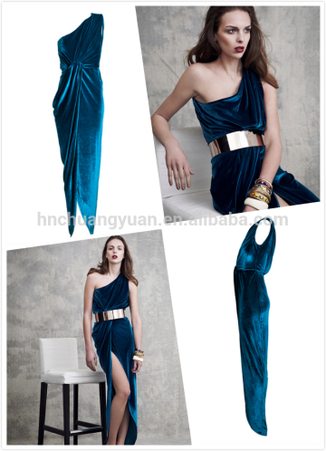 blue korean velvet fabric design for weeding dress