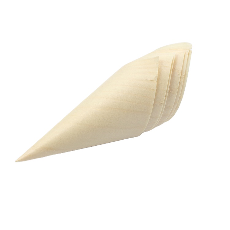 Disposable Eco-friendly Birch Wooden Fries Cones/Boats For Fruits