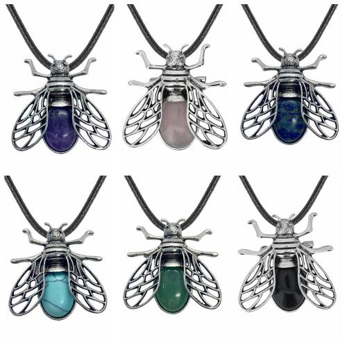 Alloy gem long pendant necklace