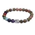 Bracelet Unakite Bouddha 7 Chakra Gemstone Alliage Perles Bijoux Bracelet