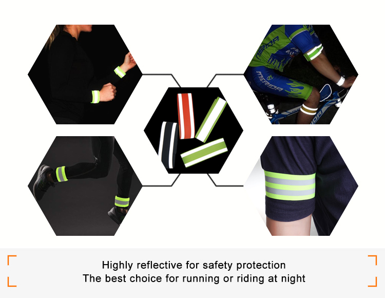 Hi vis elastic reflective safety bands running adjustable armband straps