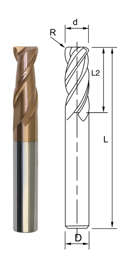 4mm R0.5 Carbide 2 Flute Corner Radius End Mill Milling Cutter