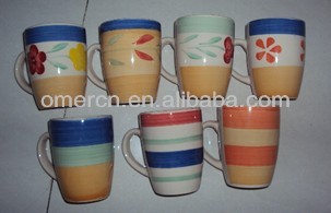 10 oz stoneware handpainted mug, handpainted stoneware mug