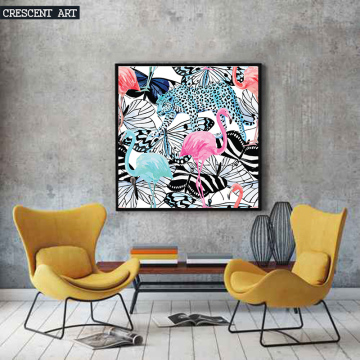 Pop Art Wildlife Flamingo Leopard Picture Butterfly Canvas Print