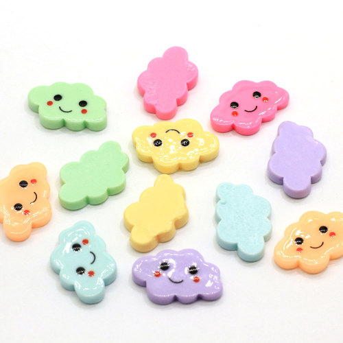 100 pièces coloré Kawaii dos plat résine nuage avec sourire visage bricolage cabochons en résine pour artisanat faisant des accessoires