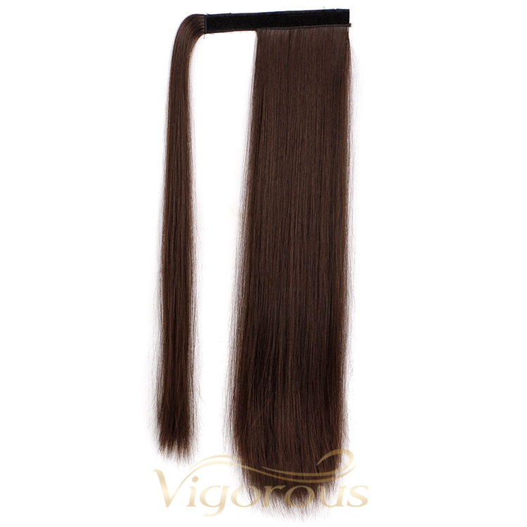 Natural Wholesale Fiber Glueless Long Straight Synthetic Ponytail Clip In Hand Tied Weft Hair Extension