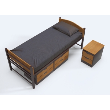 Youth Hostel Furniture: Metal Beds for College Dormitories with Drawers