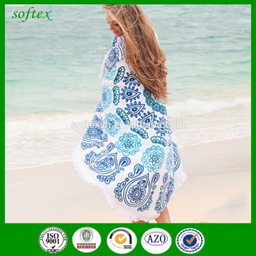 extra large round beach towel with tassel 480gsm