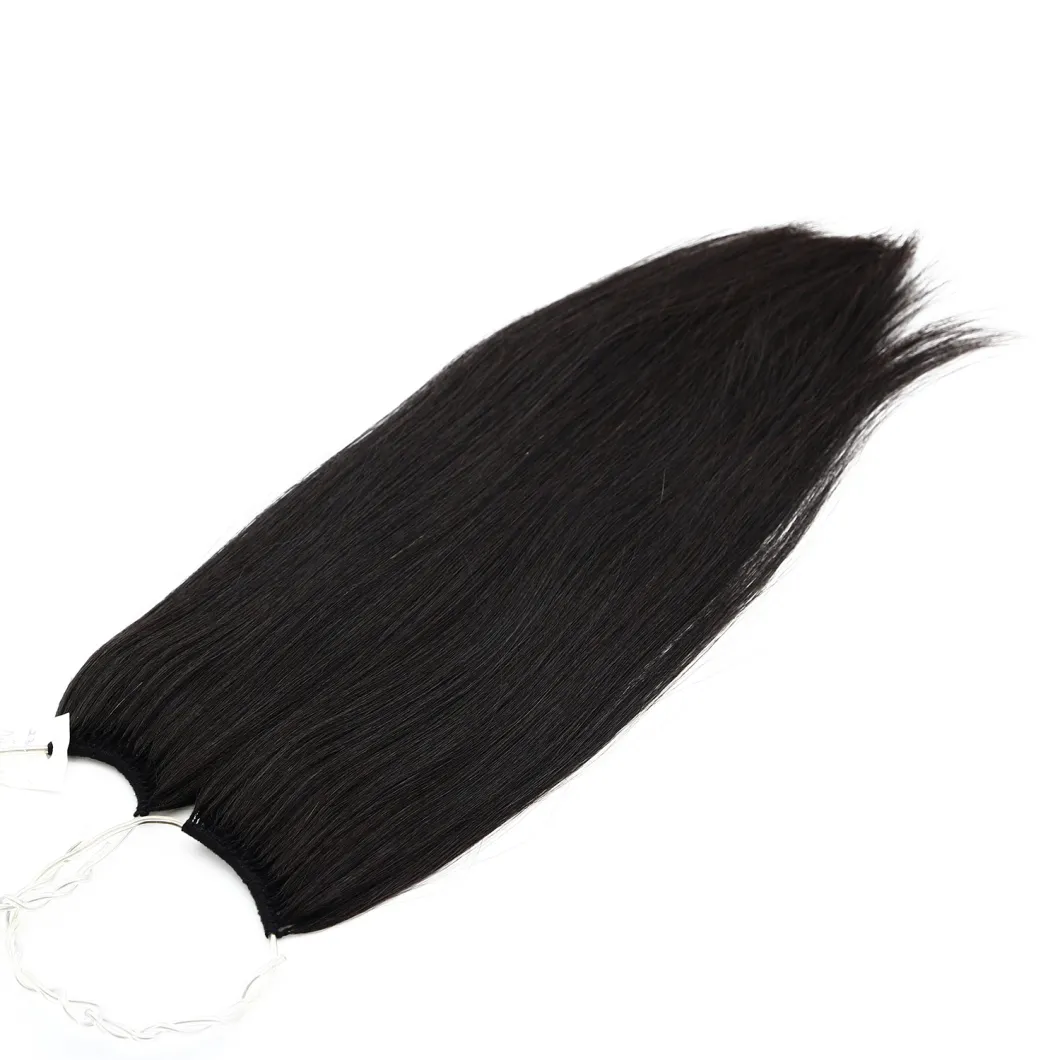 18inch 1# Human Knot Thread No Tip Tie Hair Extensions Keratin Remy Virgin Hair