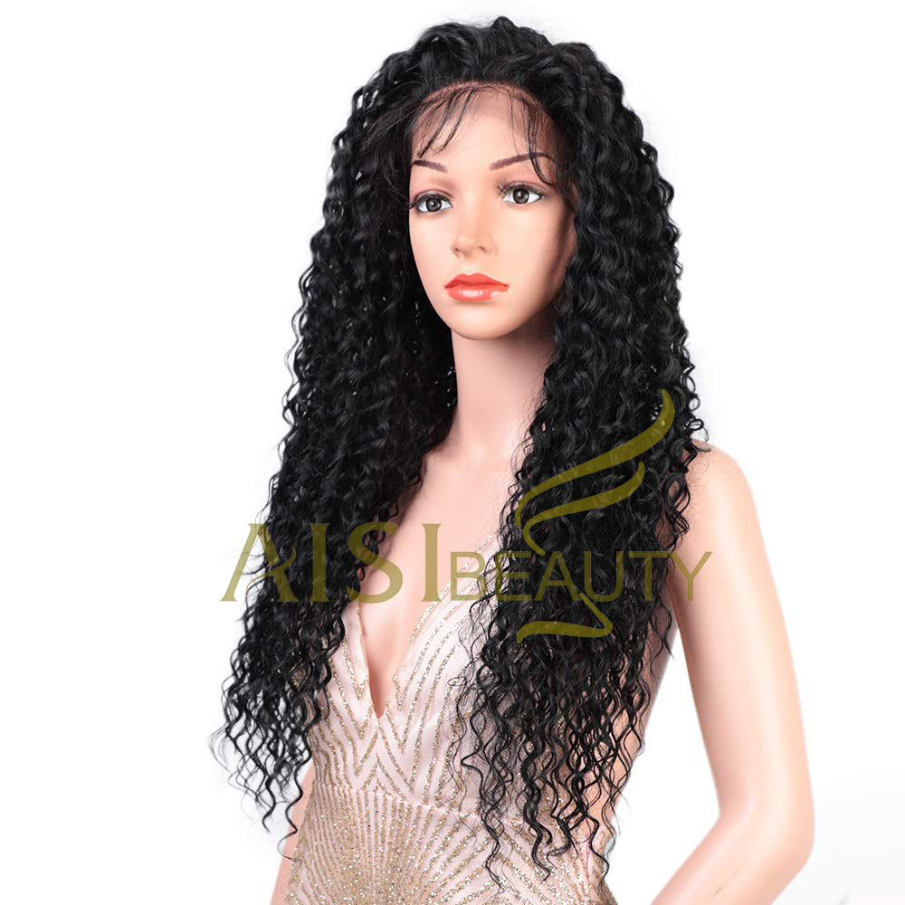 Aisi Beauty Wholesale Cheap Vendor Long Wavy Kinky Curly 13x6 Black Lace Front Synthetic Hair For Black Women Lace Front Wig