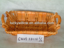 rect primary willow tray /wicker tray for food and vegetables