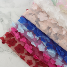 Flower Pattern Nylon Knitted Tulle Fabric