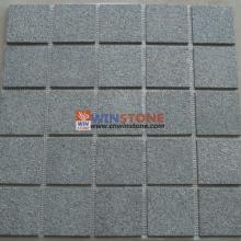 Flamed Black Basalt Cube Stones on Mesh for Paving