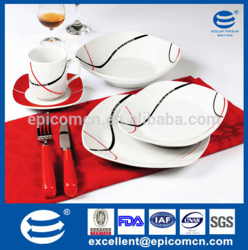 Promotional 20 pcs square porcelain household utensils China art ceramic tableware