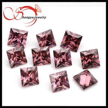 Special color #36 Rhodolite cz square shape smoky aaa cz gemstone