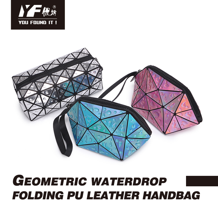 Geometric waterdrop folding leather PU hand bag