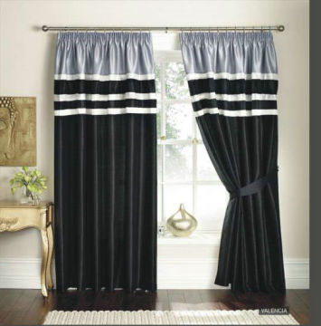 Stripes Lace Polyester Black Silk Curtains Fabric For Curtains And Drapes