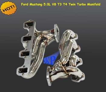 Stainless Steel Turbo Manifold For Ford Mustang 5.0L V8 T3 T4 Twin Turbo (Fits:Ford Mustang)