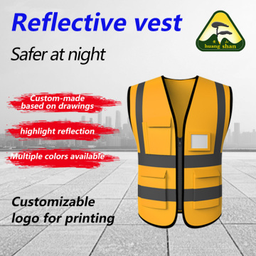Golden knitted fabric multi pocket safety vest