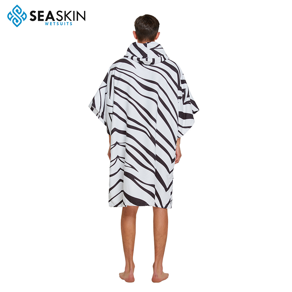 Seaskin Custom Digital Print Microfiber Adult Surf Poncho Hooded Handduk Poncho