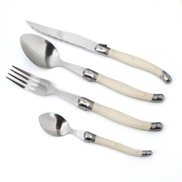 Wholesale Laguiole Stainless Steel Flatware Set - Luxurious White Handles, Sustainable Metal