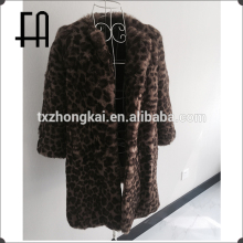 Factory direct wholesale price long leopard rabbit fur coat/rabbit fur coat