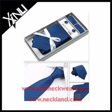 100% Silk Jacquard Woven Necktie With Hanky Cufflink Mens Tie and Hanky Set