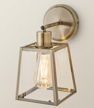 Welded iron frame embedded glass lampshade wall lamp