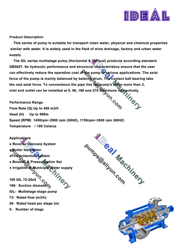 4. IDL Ideal Horizontal Vertical Multistage Pump