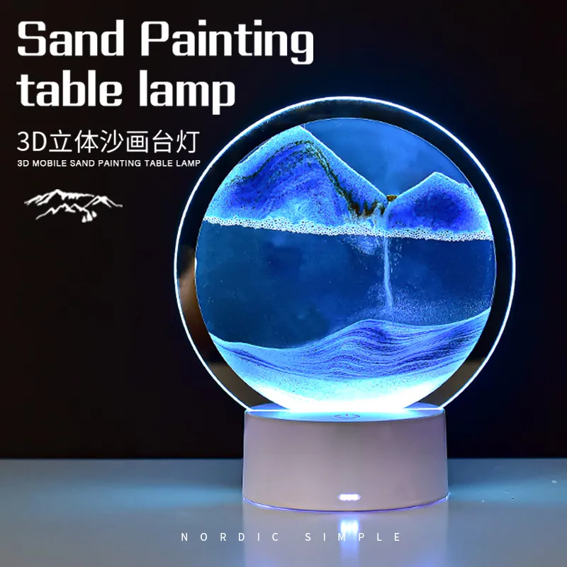 Creative 3D Quicksand Painting, Night Light, Dynamic Hourglass Ornament