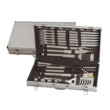 24pcs stainless steel BBQ set in aluminum box