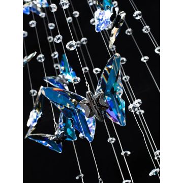 Candelera de escalera de espiral de mariposa de cristal decorada