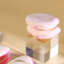 Custom Logo Soft Cotton Foundation Puff with Red Ribbon - New Sign Triangle Shape Makeup Puff