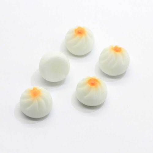 Miniature 3D Cute Chinese Style Food Toys Round Steamed-Bread Cheap Resin Cabochons Kawaii Charms for Craft DIY