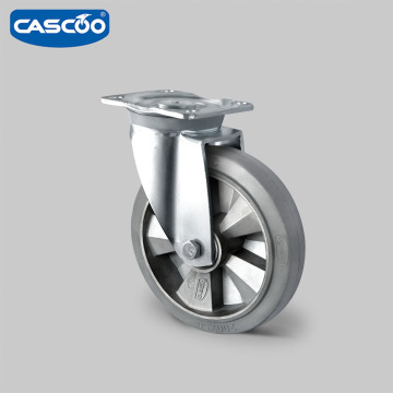 CASCOO Heavy Duty Double Ball Bearing Elastic Rubber Wheel Caster
