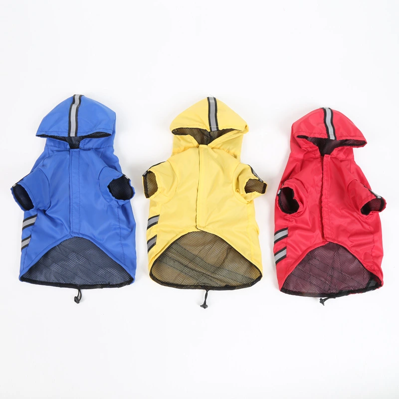 New Dog Raincoat Dog Hooded Double Fluorescent Raincoat Waterproof Pet Raincoat