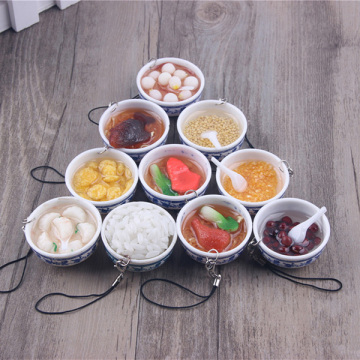 PVC Simulated Food Keychain Small Bowl Keyring For Phone