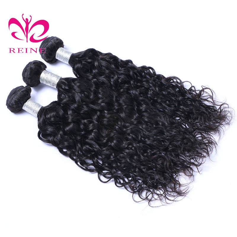 REINE Hair Water Wave Bundles With Closure Brazilian Hair Weave Bundles With Closure Remy Human Hair 3 Bundles With Closure