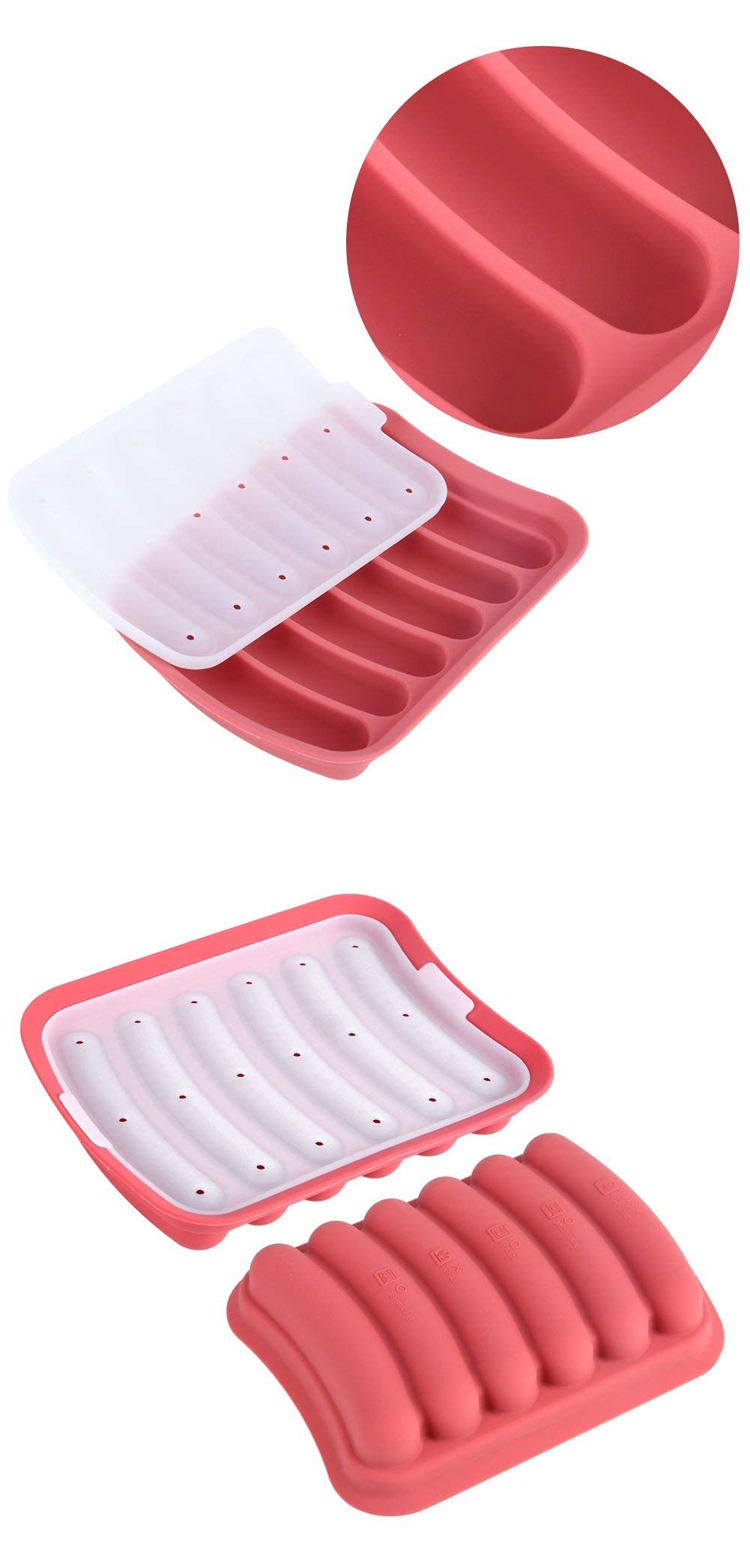 6 Cavities Silicone Sausage Mold Popsicle Mould Cake Baking DIY Handmade Ice Cube Tray Bread Candy Jelly Chocolate