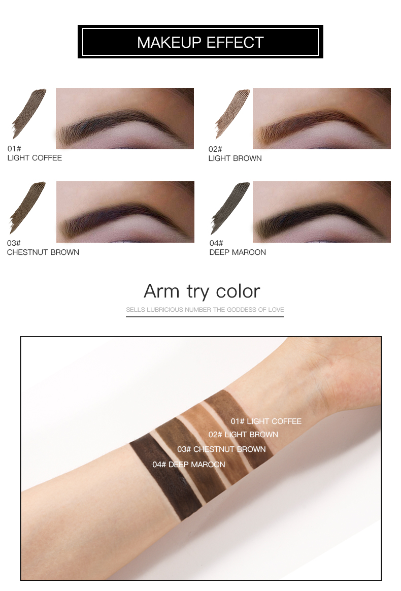 HengFei 4 Colors Waterproof Eyebrow Gel Air Cushion Brow Cream