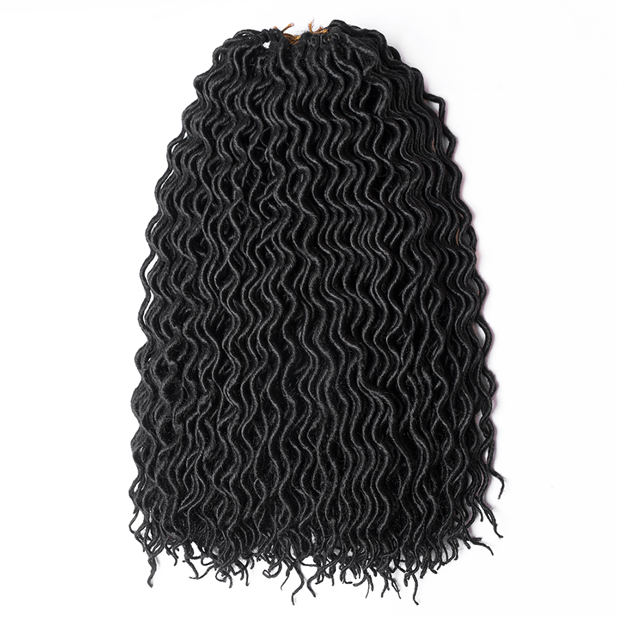 Heat Resistant Fiber Synthetic Crochet Goddess Curly Wavy Faux Locs Hair Extensions