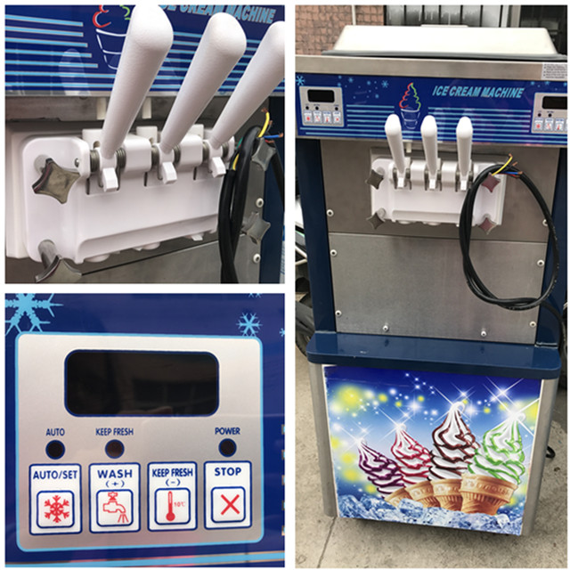 China Factory supply double cooling system big production ice cream machine commercial 3 flavors cheap frozen yogurt machine