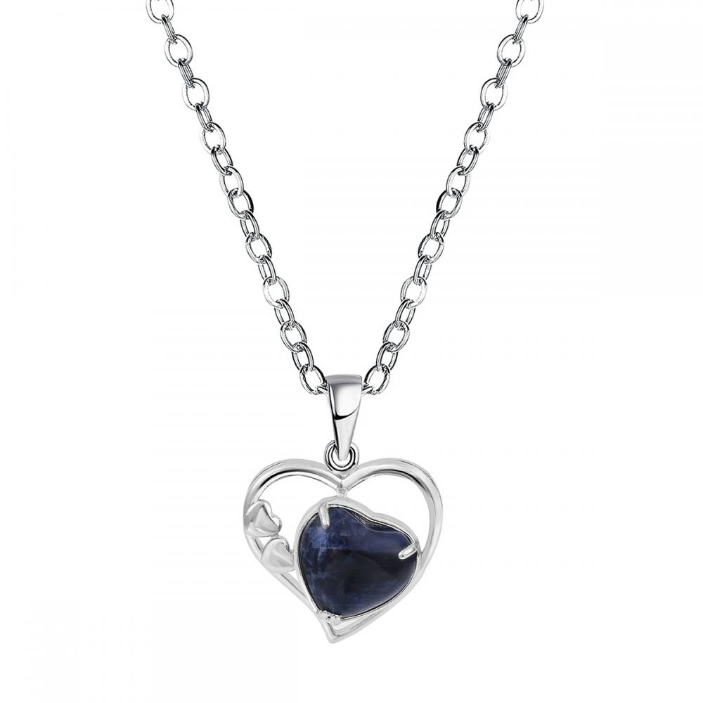 Sodalite Love Heart Birthstone Pendse Pendse Gemstone Collares para mujeres