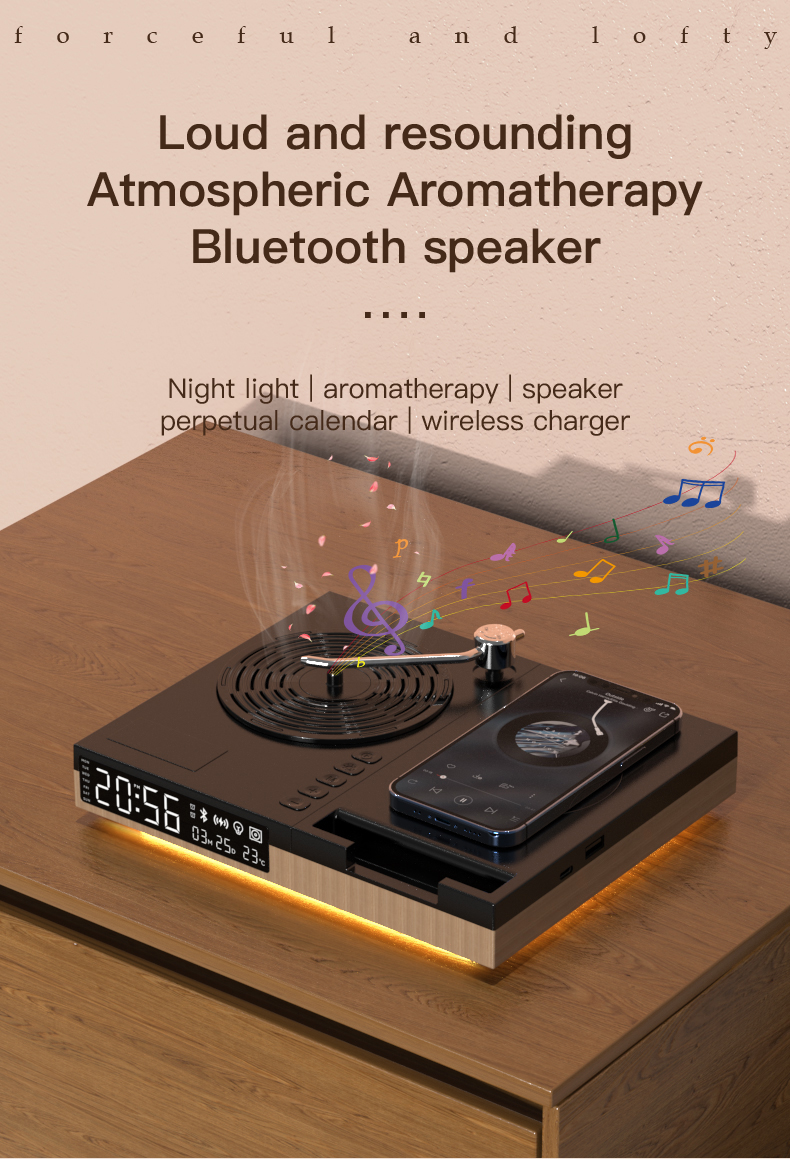 Retro classic phonograph player music digital display home portable multi-function Bluetooth speaker wireless charging