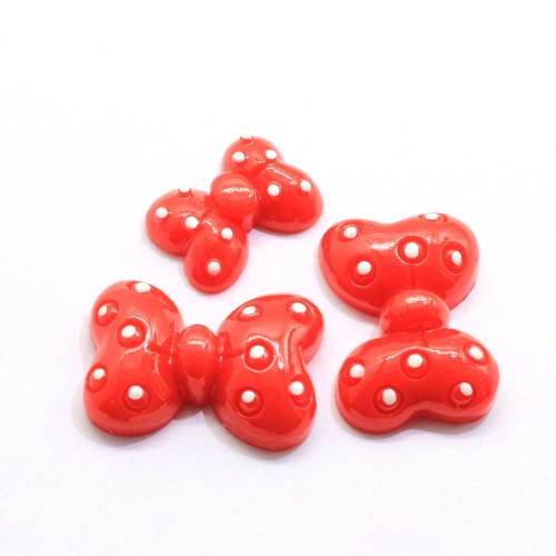 Lovely Red Bowknot Shaped Flatback Resin Cabochon 100 sztuk / worek Handmade Craft Decoration Toy Decor Beads