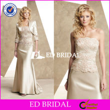 2582 Light Champagne Detachable Jacket Floor Length Vintage Mother Of The Bride Dresses