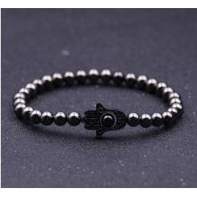 Date Design Evil Eye Hématite 6 MM Rond Perles Bracelet pour les hommes