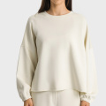 Jade White Womens Pullover de tamanho grande ombro